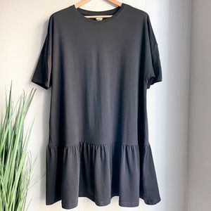 H&M Cotton T-Shirt Dress in Dark Gray